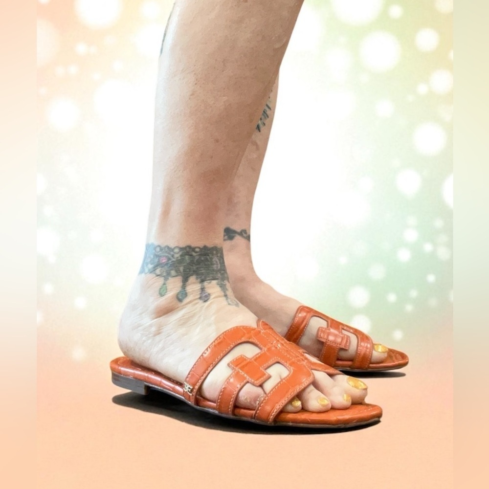 Sam Edelman Women's Bold Orange BAY Sandals flats slides 9.5 - Picture 2 of 8